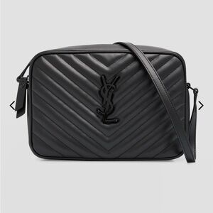 Saint Laurent Calfskin Matelasse Monogram Monochrome Lou Camera Bag Black